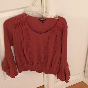 Express caramel colored flutter sleeve blouse